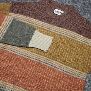 Catalina Vintage Mens Knitted Crewneck Sweater Earth Tones Boho Cozy Medium